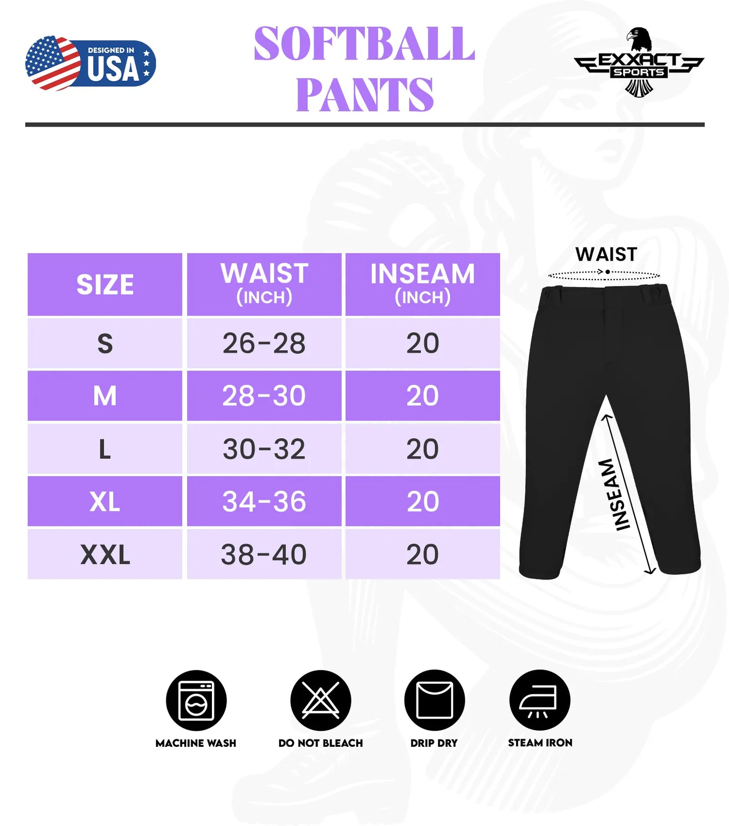 Softball Pants for Women with Snap and Zipper, Elastic Bottom, and Mesh Panels (White)