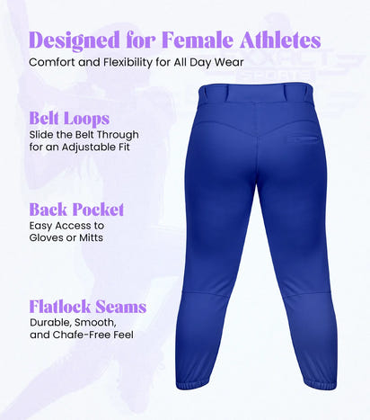 Knicker/Yoga Style Softball Pants For Girls (Royal Blue)
