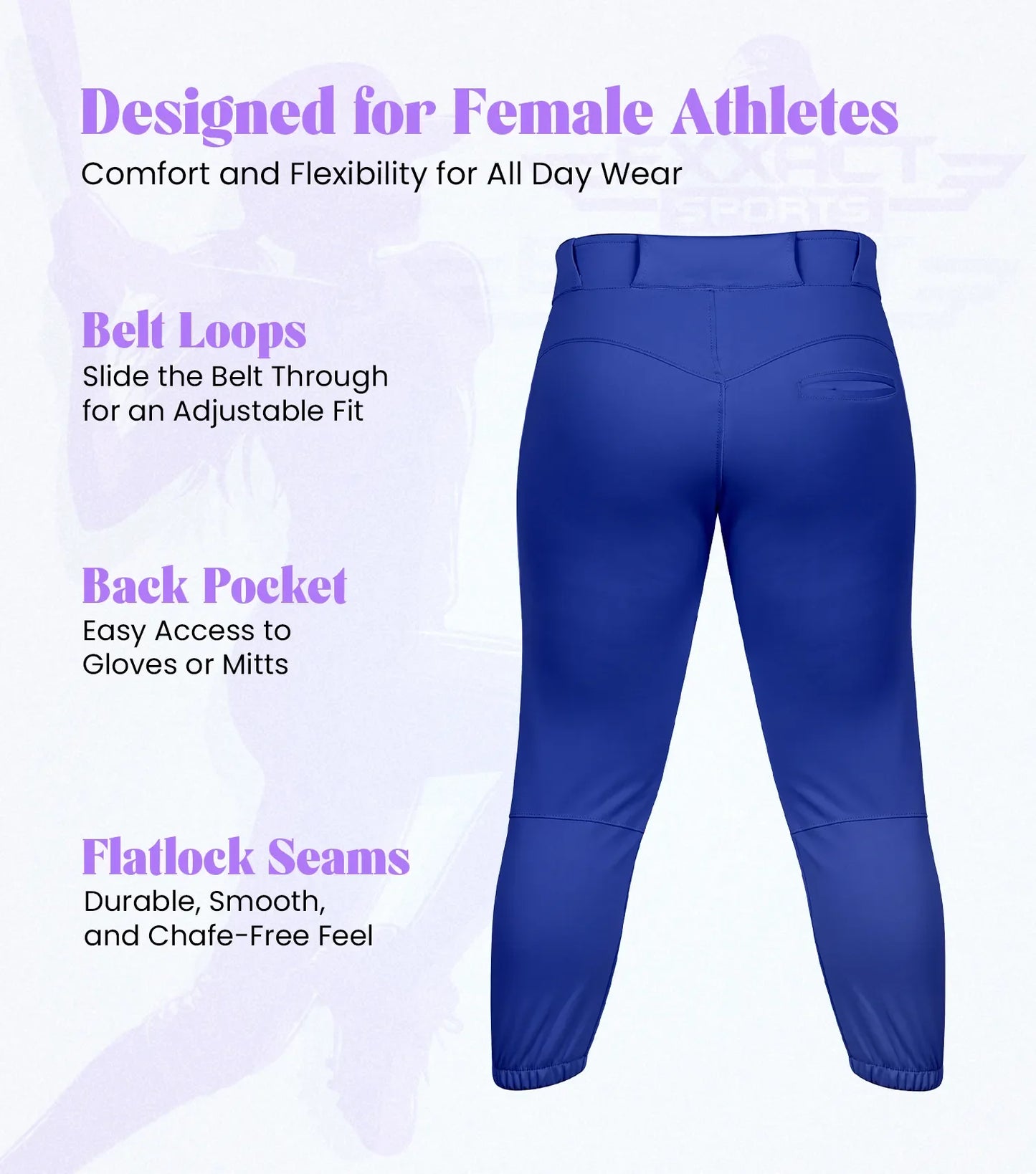 Knicker/Yoga Style Softball Pants For Girls (Royal Blue)