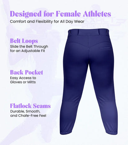 Knicker/Yoga Style Softball Pants For Girls (Navy)