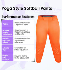 Yoga/Knicker Style Softball Pants For Women (Orange)