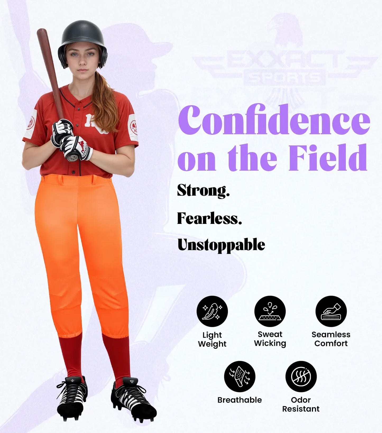 Knicker/Yoga Style Softball Pants For Girls (Orange)