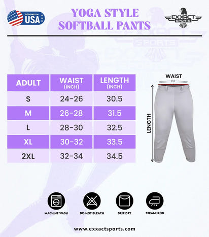 Yoga/Knicker Style Softball Pants For Women (Orange)