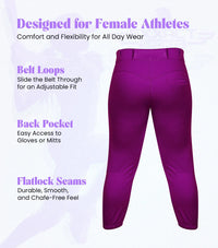 Knicker/Yoga Style Softball Pants For Girls (Purple)