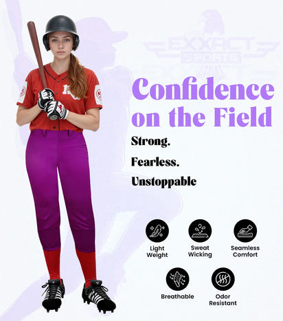 Knicker/Yoga Style Softball Pants For Girls (Purple)