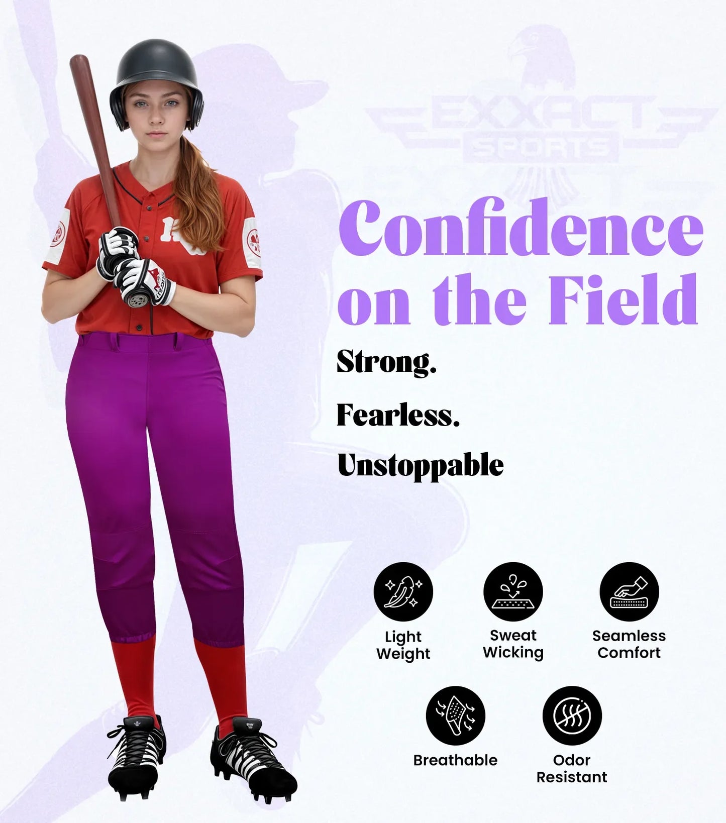 Knicker/Yoga Style Softball Pants For Girls (Purple)