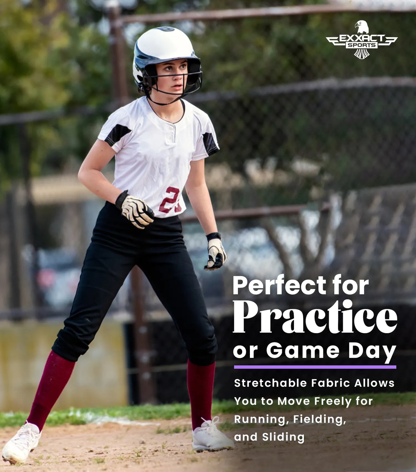 Knicker/Yoga Style Softball Pants For Girls (Purple)