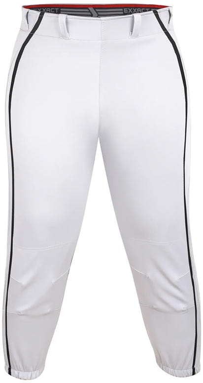 Knicker/Yoga Style Softball Pants For Girls (White/Black)