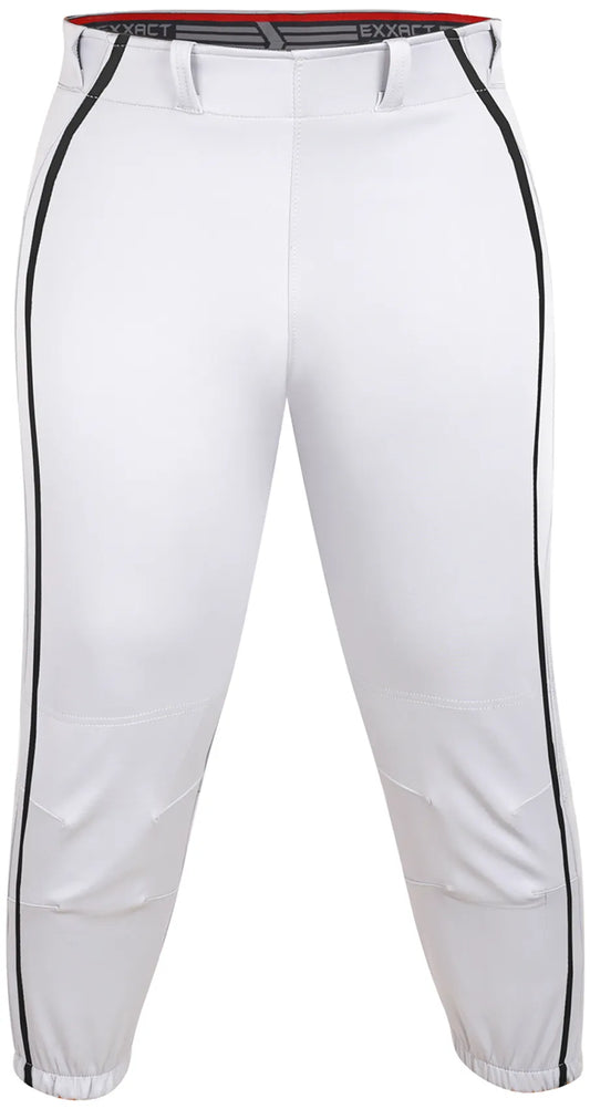 Knicker/Yoga Style Softball Pants For Girls (White/Black)
