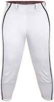 Knicker/Yoga Style Softball Pants For Girls (White/Black)