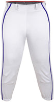 Knicker/Yoga Style Softball Pants For Girls (White/Navy)