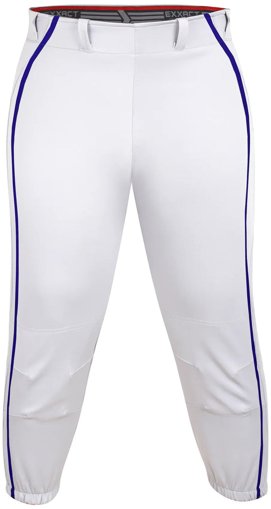 Knicker/Yoga Style Softball Pants For Girls (White/Navy)