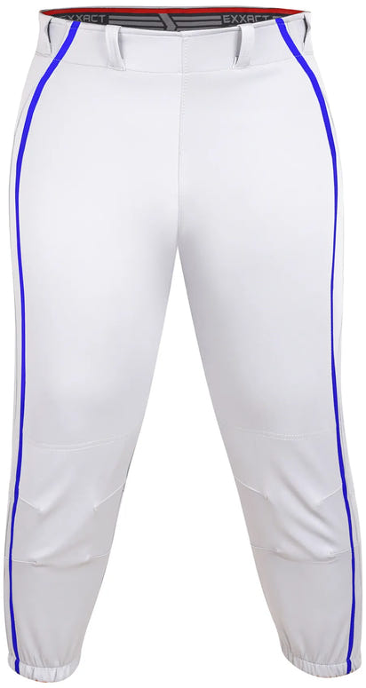 Yoga/Knicker Style Softball Pants For Women (White/Royal Blue)