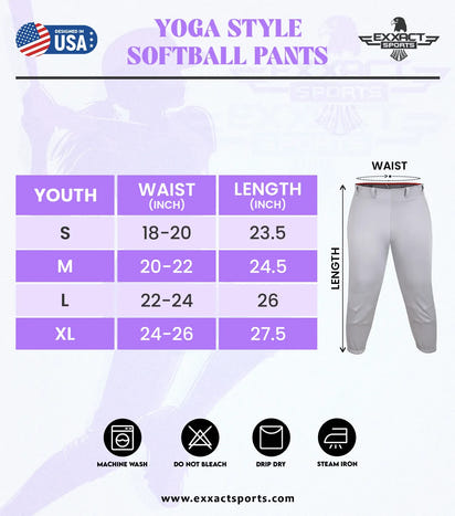 Knicker/Yoga Style Softball Pants For Girls (Columbia Blue)