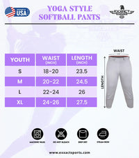 Knicker/Yoga Style Softball Pants For Girls (Charcoal)