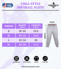 Knicker/Yoga Style Softball Pants For Girls (Navy)