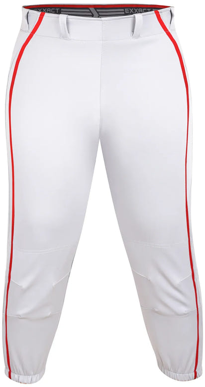 Knicker/Yoga Style Softball Pants For Girls (White/Red)