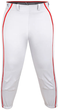 Knicker/Yoga Style Softball Pants For Girls (White/Red)