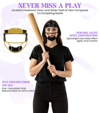 Lightweight Softball Face Mask, Protective Fielders Mask (Gold)