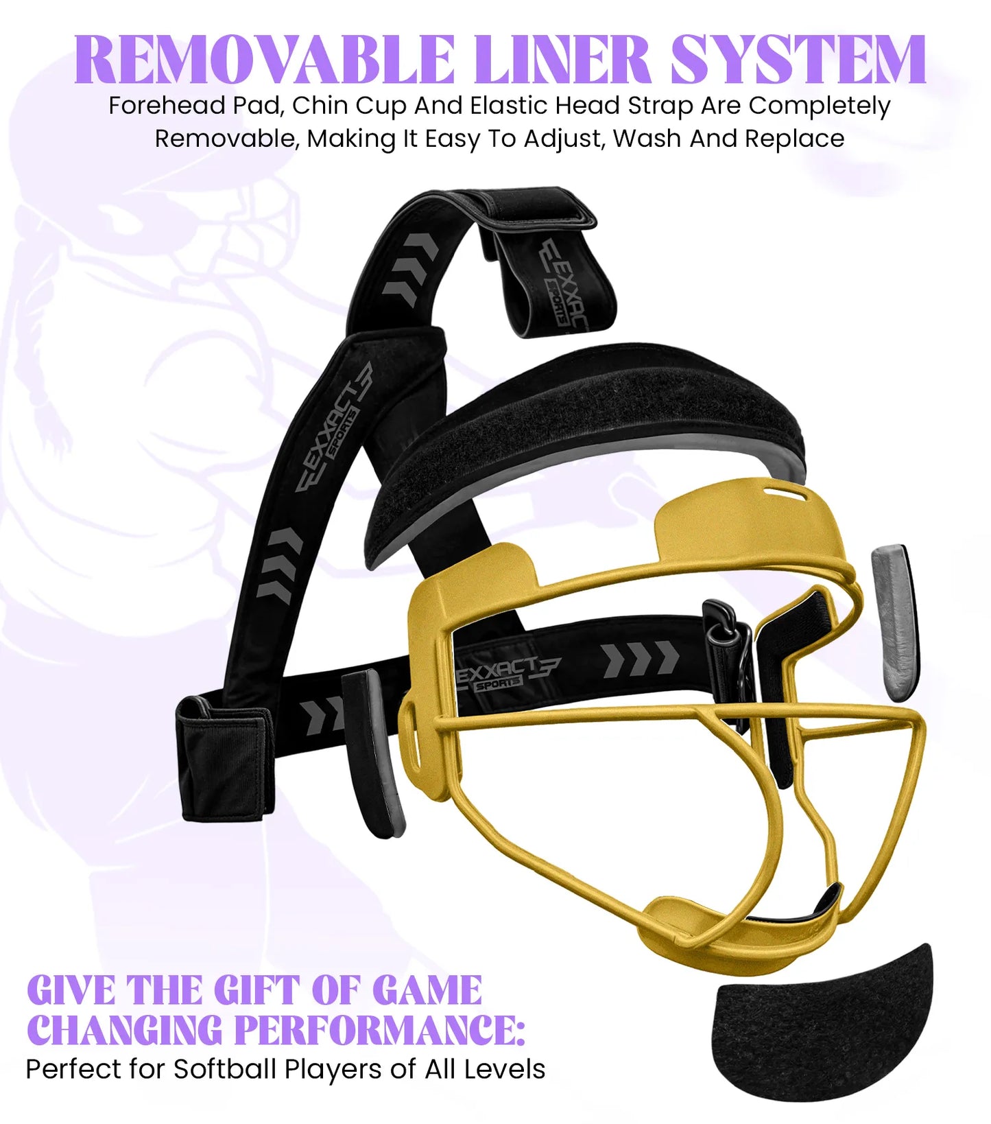 Lightweight Softball Face Mask, Protective Fielders Mask (Gold)