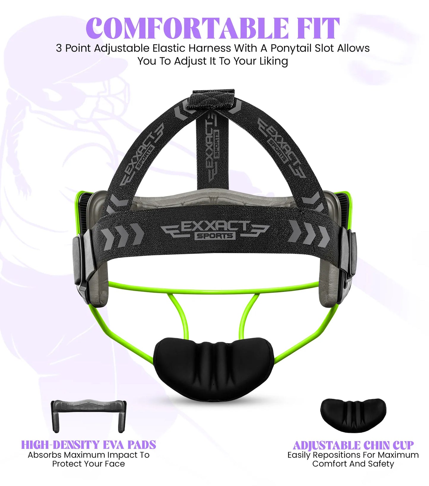 Lightweight Softball Face Mask, Protective Fielders Mask (Neon Green)