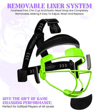 Lightweight Softball Face Mask, Protective Fielders Mask (Neon Green)