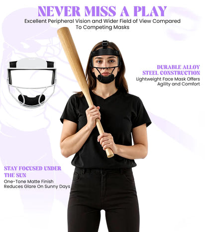 Lightweight Softball Face Mask, Protective Fielders Mask (White)