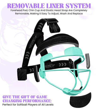 Lightweight Softball Face Mask, Protective Fielders Mask (Aqua Teal)