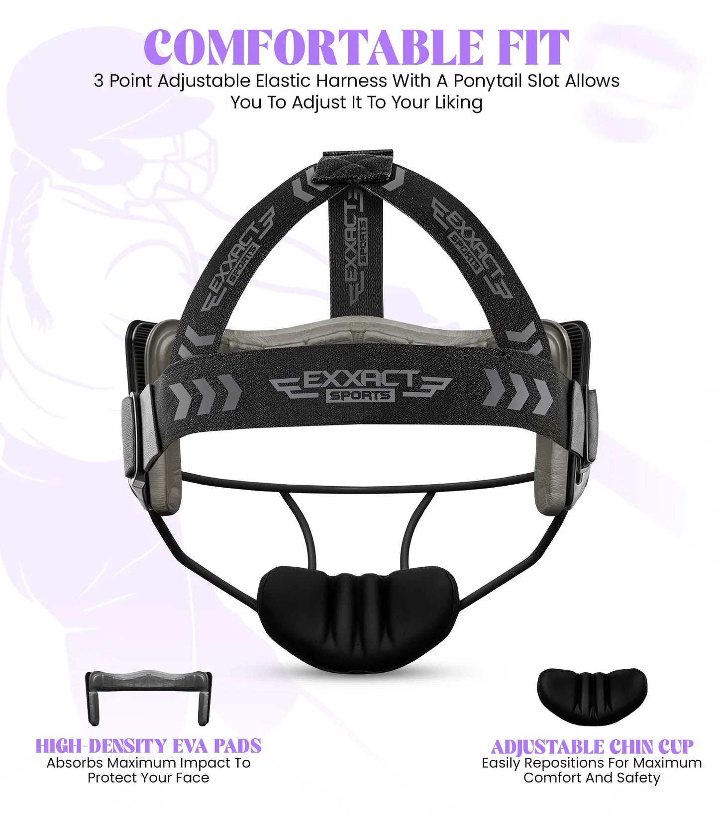 Lightweight Softball Face Mask, Protective Fielders Mask (Black)