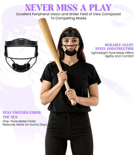 Lightweight Softball Face Mask, Protective Fielders Mask (Black Carbon)