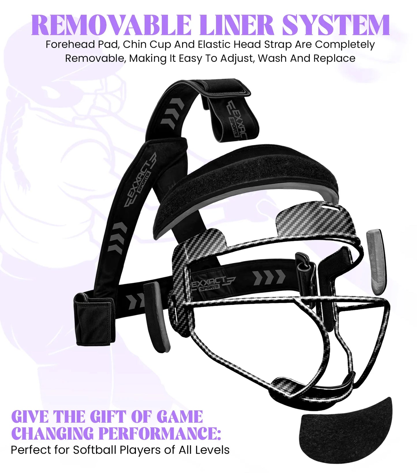 Lightweight Softball Face Mask, Protective Fielders Mask (Black Carbon)