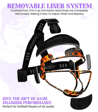 Lightweight Softball Face Mask, Protective Fielders Mask (Flame)