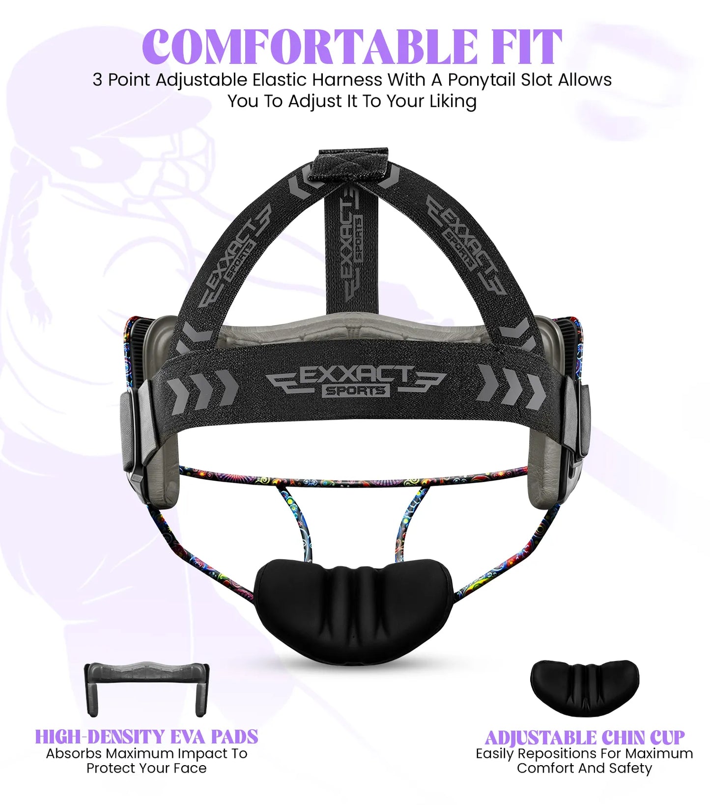 Lightweight Softball Face Mask, Protective Fielders Mask (Paisley Flower)