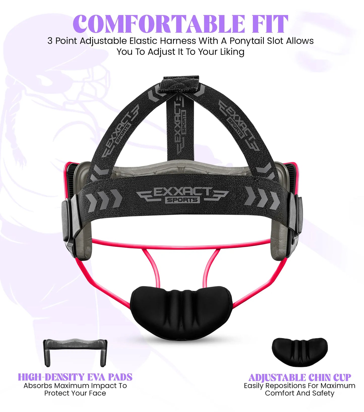 Lightweight Softball Face Mask, Protective Fielders Mask (Pink)