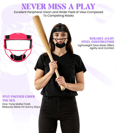 Lightweight Softball Face Mask, Protective Fielders Mask (Pink)