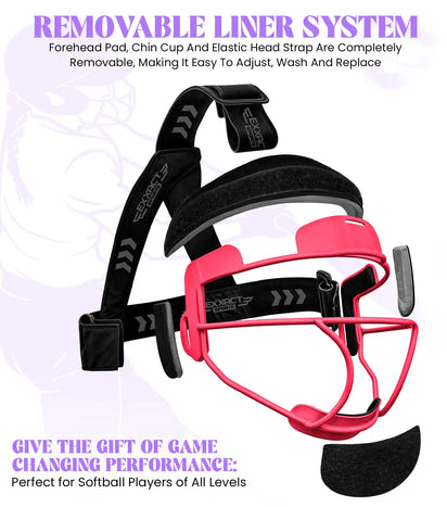 Lightweight Softball Face Mask, Protective Fielders Mask (Pink)