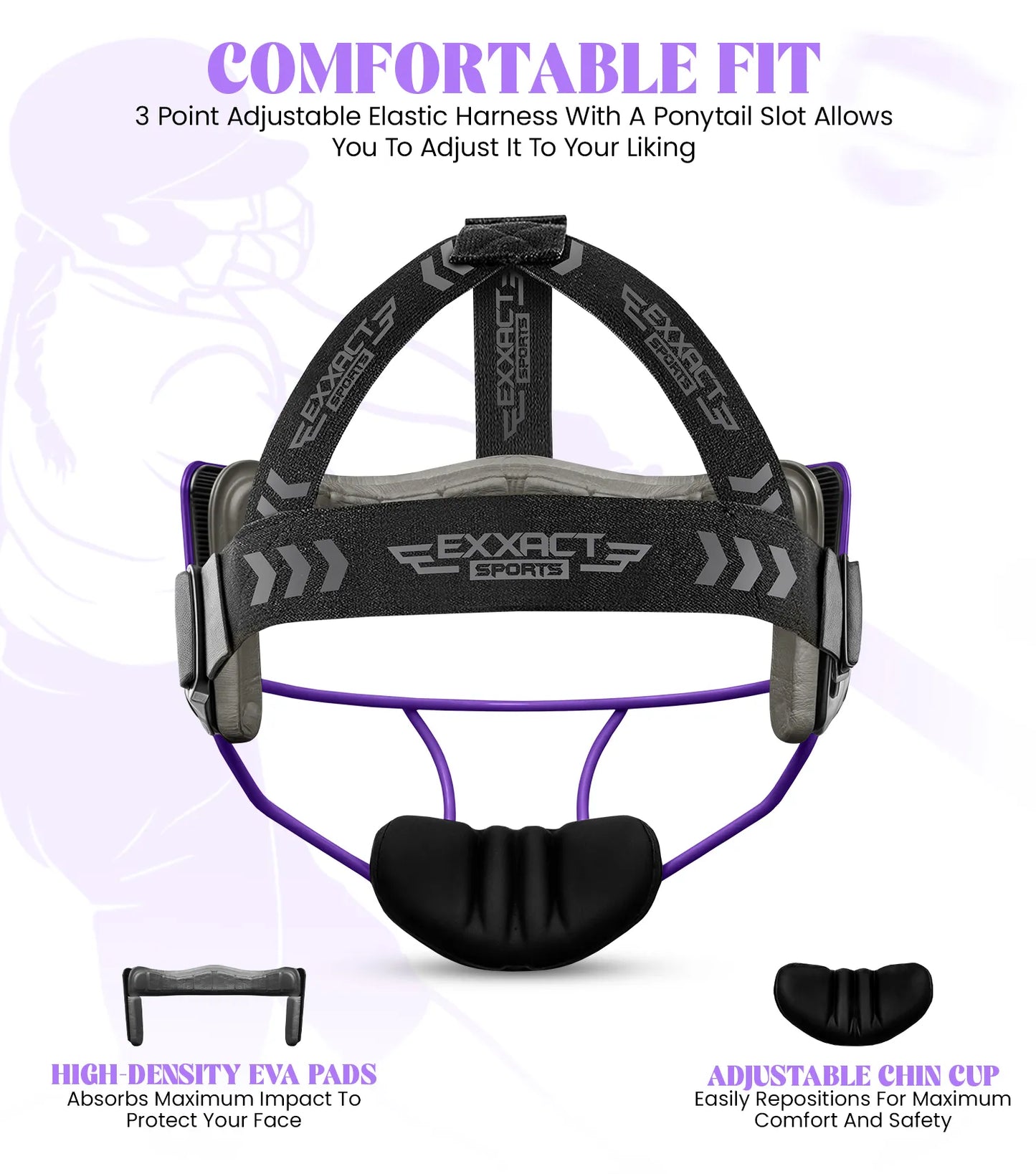 Lightweight Softball Face Mask, Protective Fielders Mask (Purple)