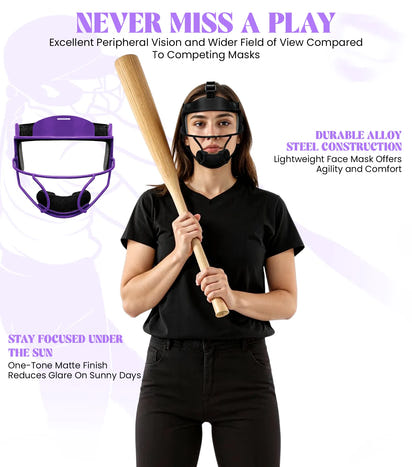 Lightweight Softball Face Mask, Protective Fielders Mask (Purple)