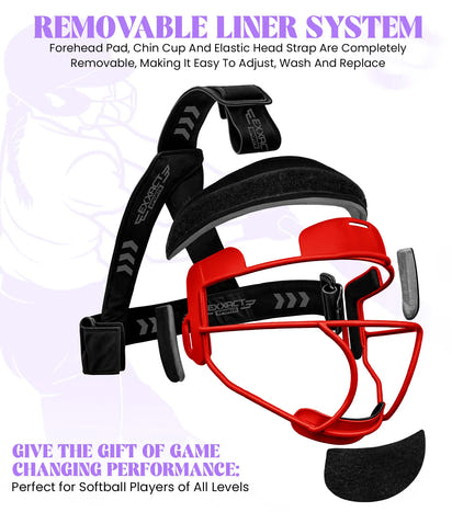 Lightweight Softball Face Mask, Protective Fielders Mask (Red)