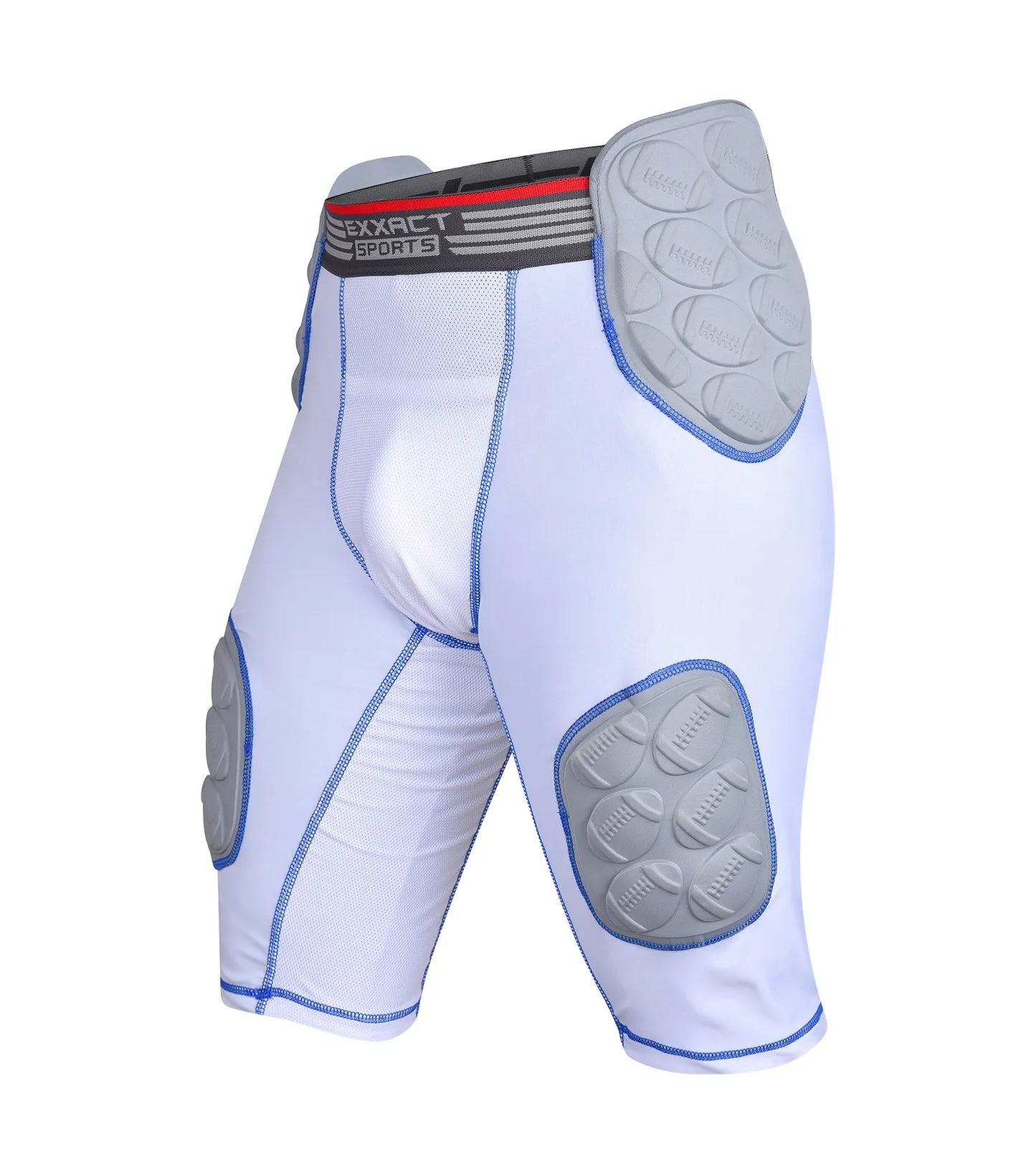 Touchdown 5-Pad Men's Football Girdle with Cup Pocket White (Adult)