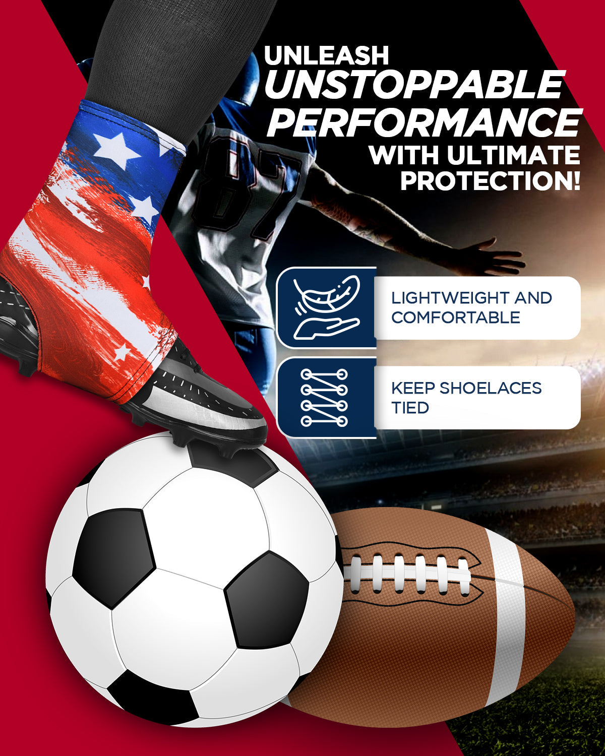 Spats Cleat Men & Boys Football Covers (Bruashy Usa Flag)