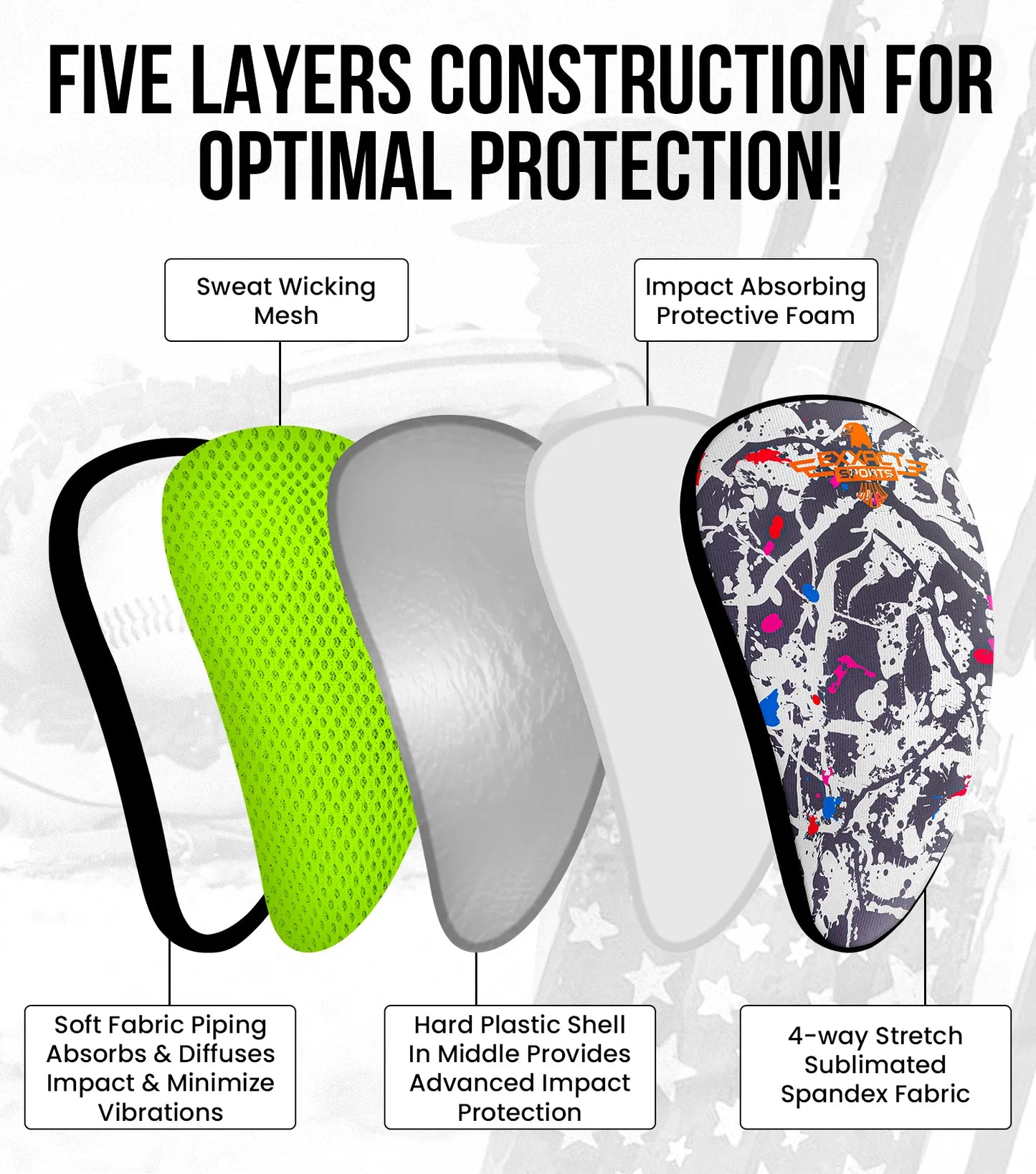 Lightweight Athletic Cup For Men & Boys with Soft Rim Comfort (Marble)