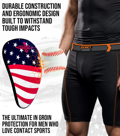 Lightweight Athletic Cup For Men & Boys with Soft Rim Comfort (USA Flag)