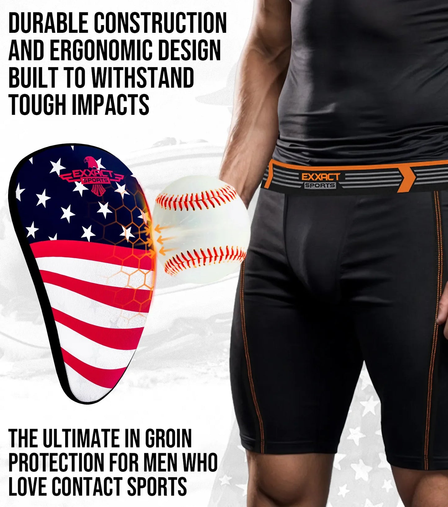 Lightweight Athletic Cup For Men & Boys with Soft Rim Comfort (USA Flag)