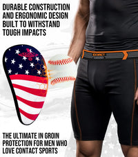 Lightweight Athletic Cup For Men & Boys with Soft Rim Comfort (USA Flag)