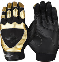 Padded Baseball Batting Gloves for Men & Women (Black/Gold)