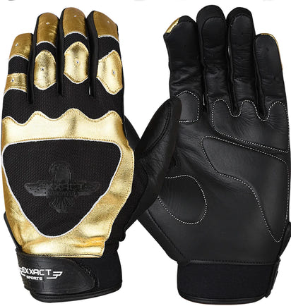 Padded Baseball Batting Gloves for Men & Women (Black/Gold)