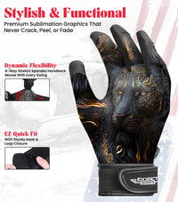 Kids Baseball Batting Gloves with Arm Sleeve (Black Lion)