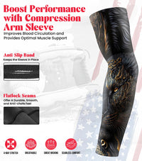 Kids Baseball Batting Gloves with Arm Sleeve (Black Lion)