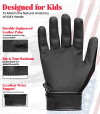 Kids Baseball Batting Gloves with Arm Sleeve (Black Tattoo)